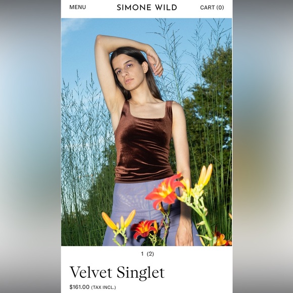 Simone Wild Velvet Singlet tank top with square neckline - M - Picture 1 of 6
